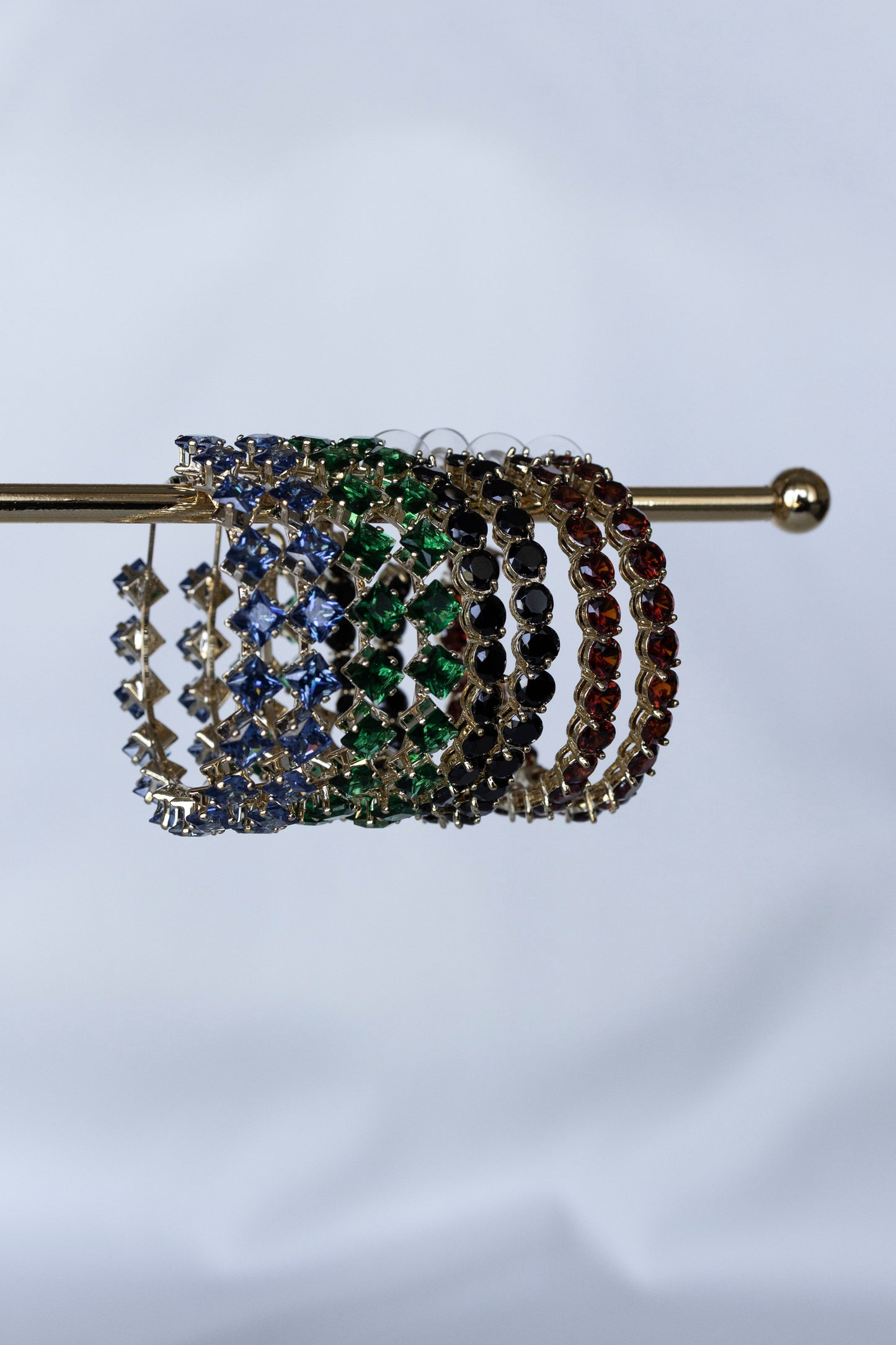 Green Diamond Hoops