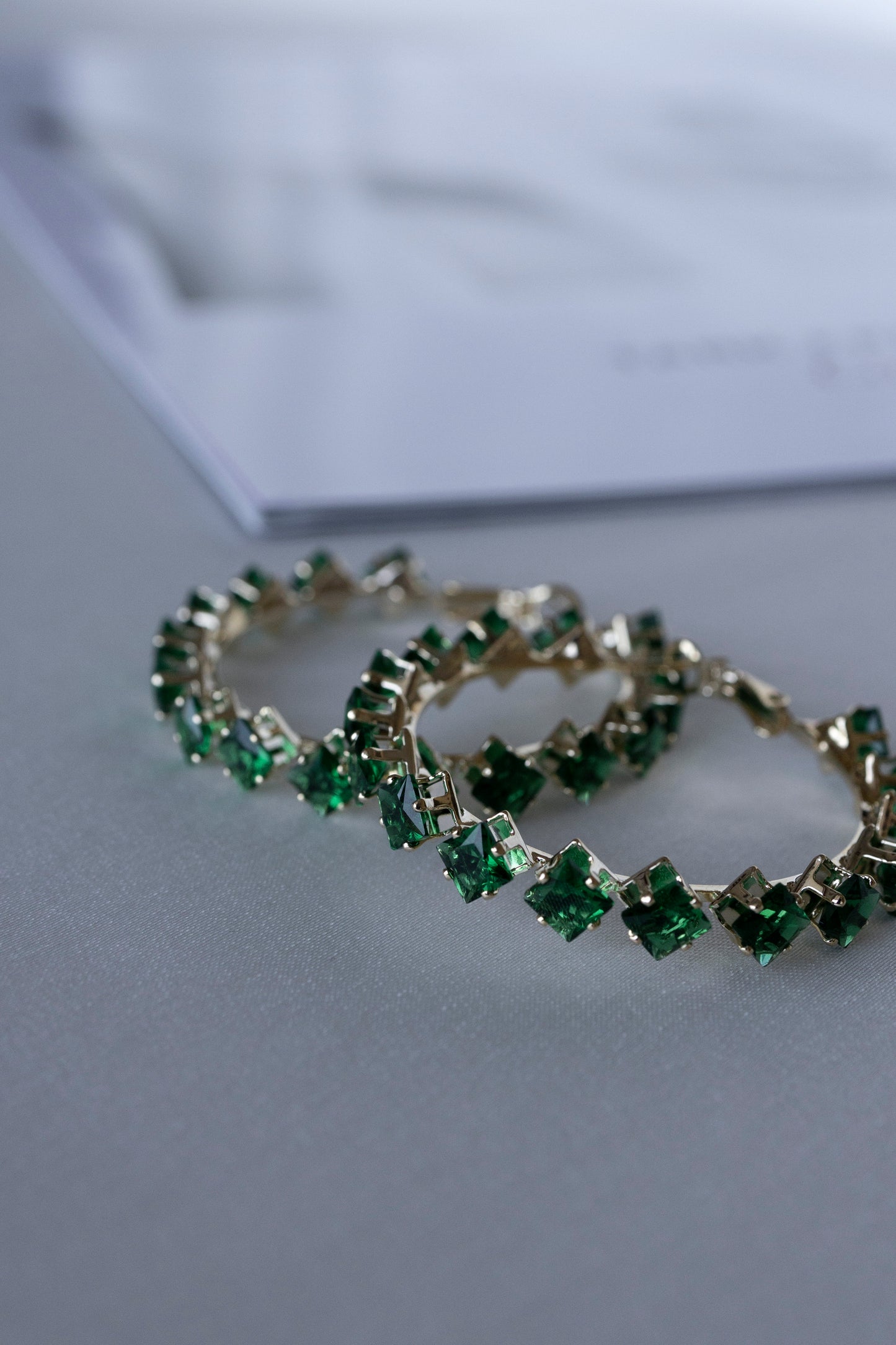 Green Diamond Hoops