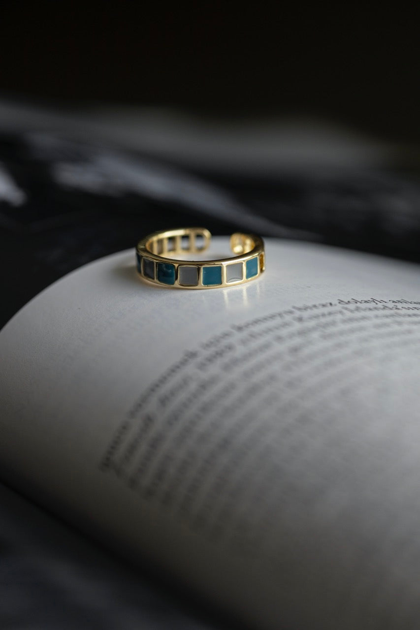 Gray and Teal Ring