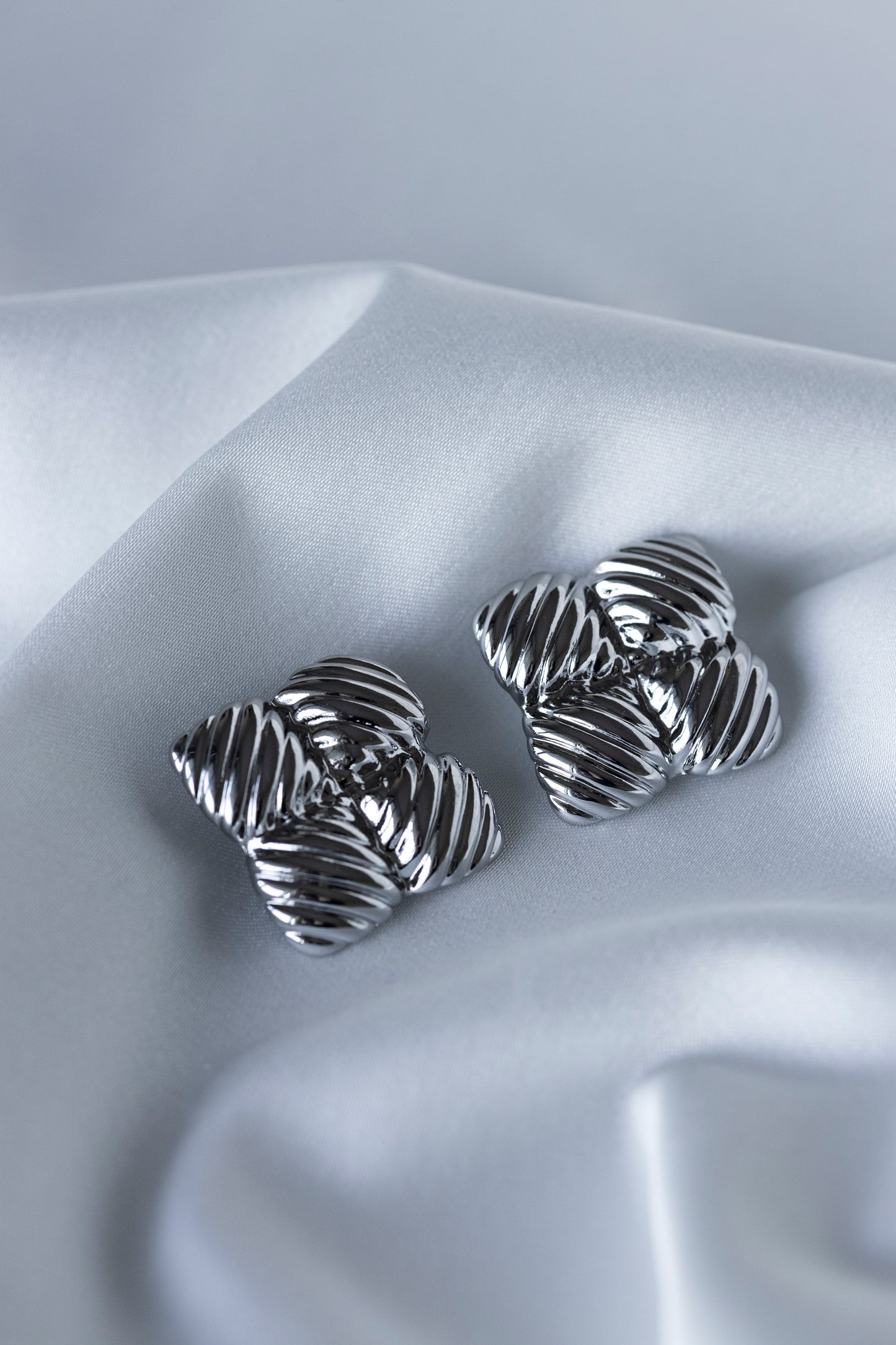 Silver Button Earrings