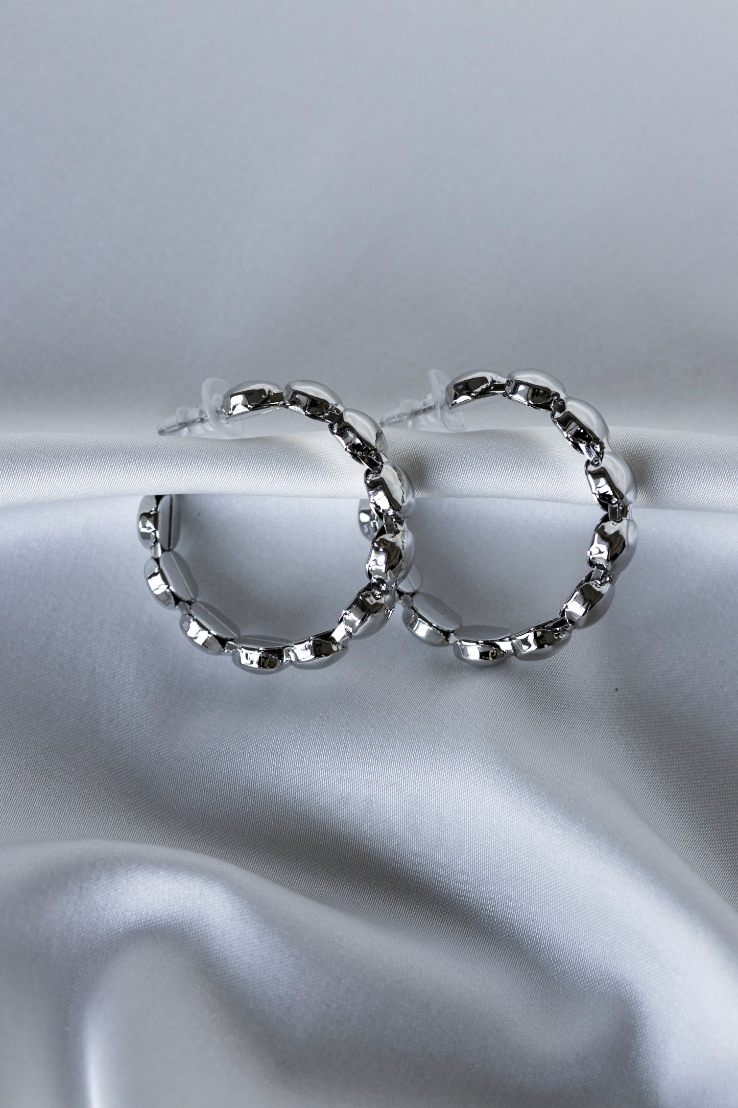 Silver Mirror Hoops