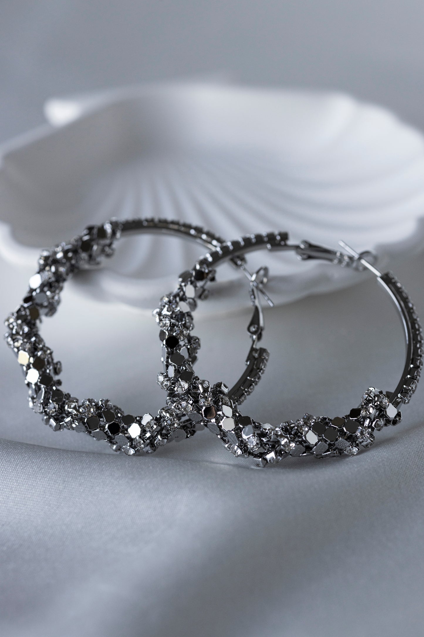 Silver Sequin Hoops