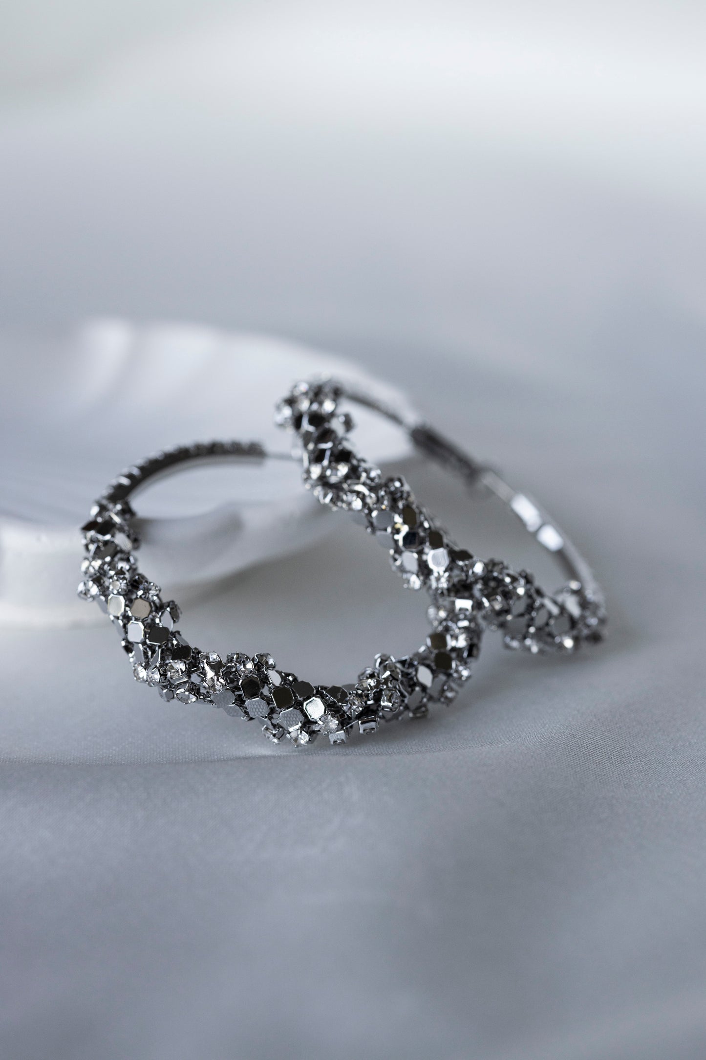 Silver Sequin Hoops