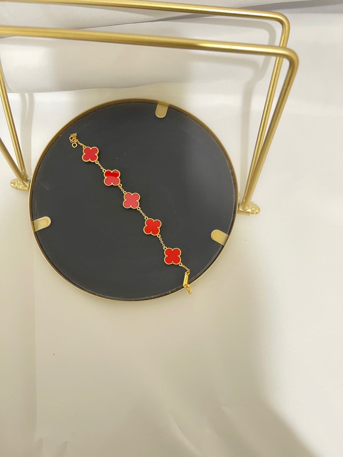 Red Four-Leaf Bracelet